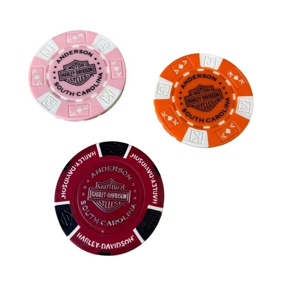 Harley Davidson Poker Chips Dealer Lot of 3 TIMMS Anderson South Carolina - Picture 2 of 2